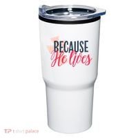 Because He Lives Jesus Cross Tumbler thumb 0