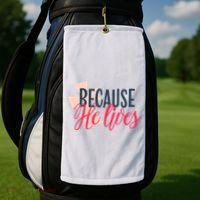 Because He Lives Jesus Cross Golf Towel thumb 2