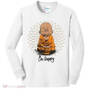 Ba Happy Little Happy Buddha Peaceful Kids Long Sleeve Shirt