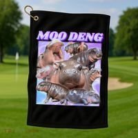 Baby Hippo Moo Deng Golf Towel thumb 1