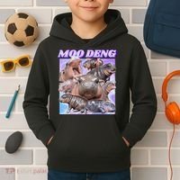 Baby Hippo Moo Deng Kids Hoodie thumb 2