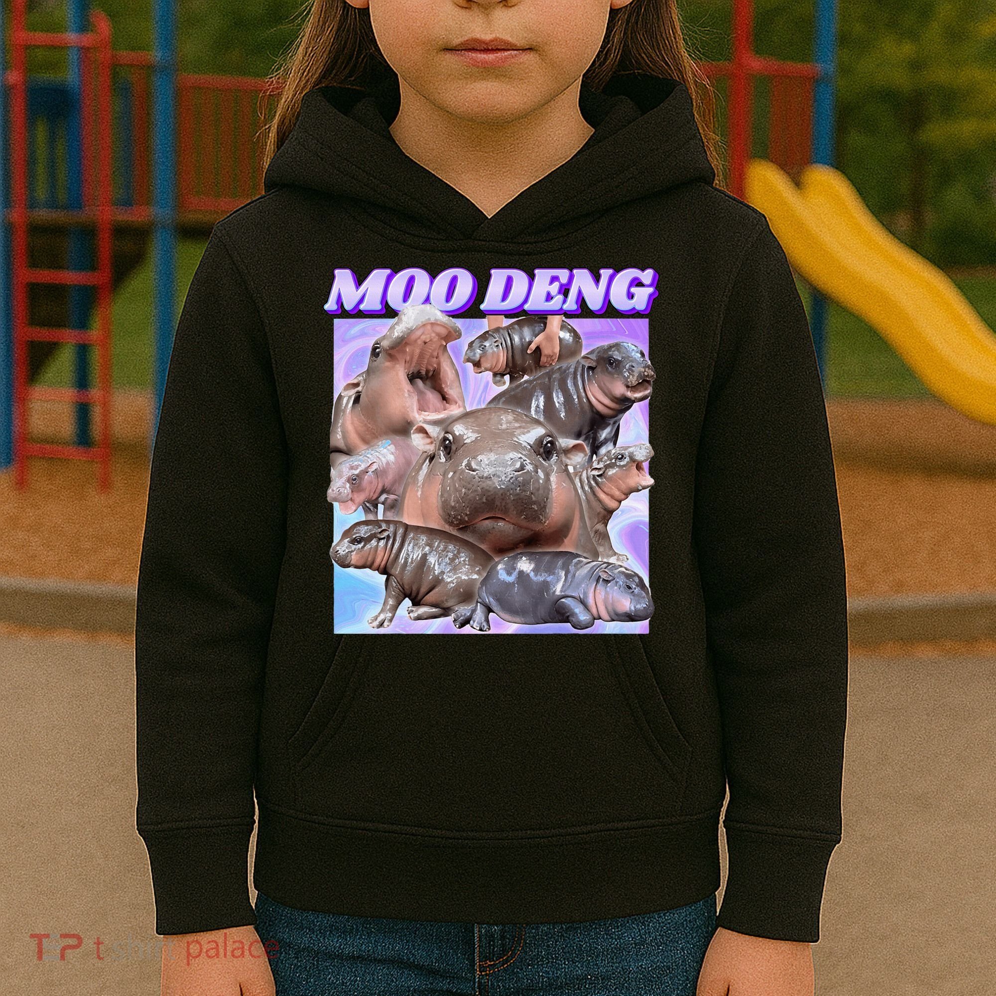 Baby Hippo Moo Deng Kids Hoodie