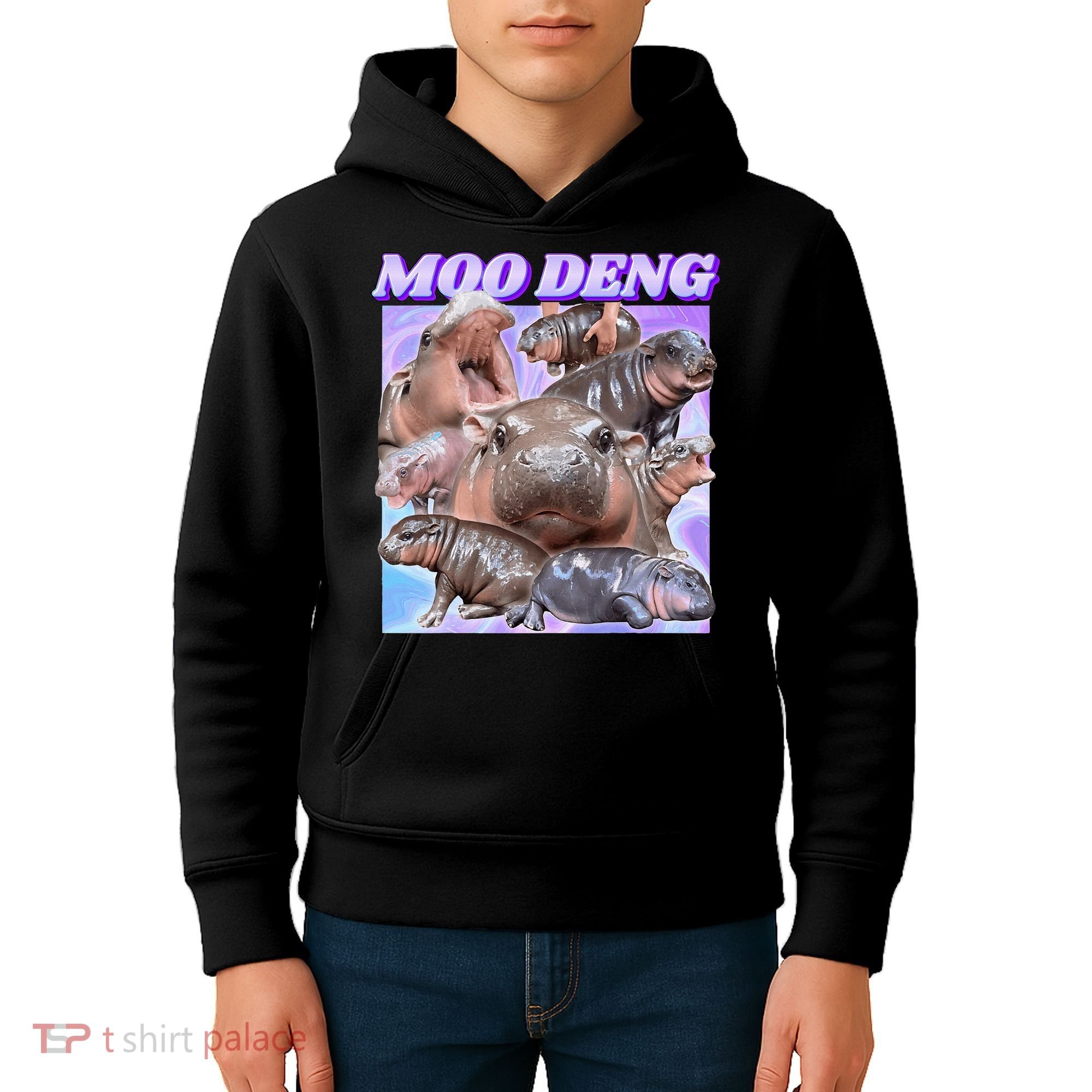 Baby Hippo Moo Deng Kids Hoodie