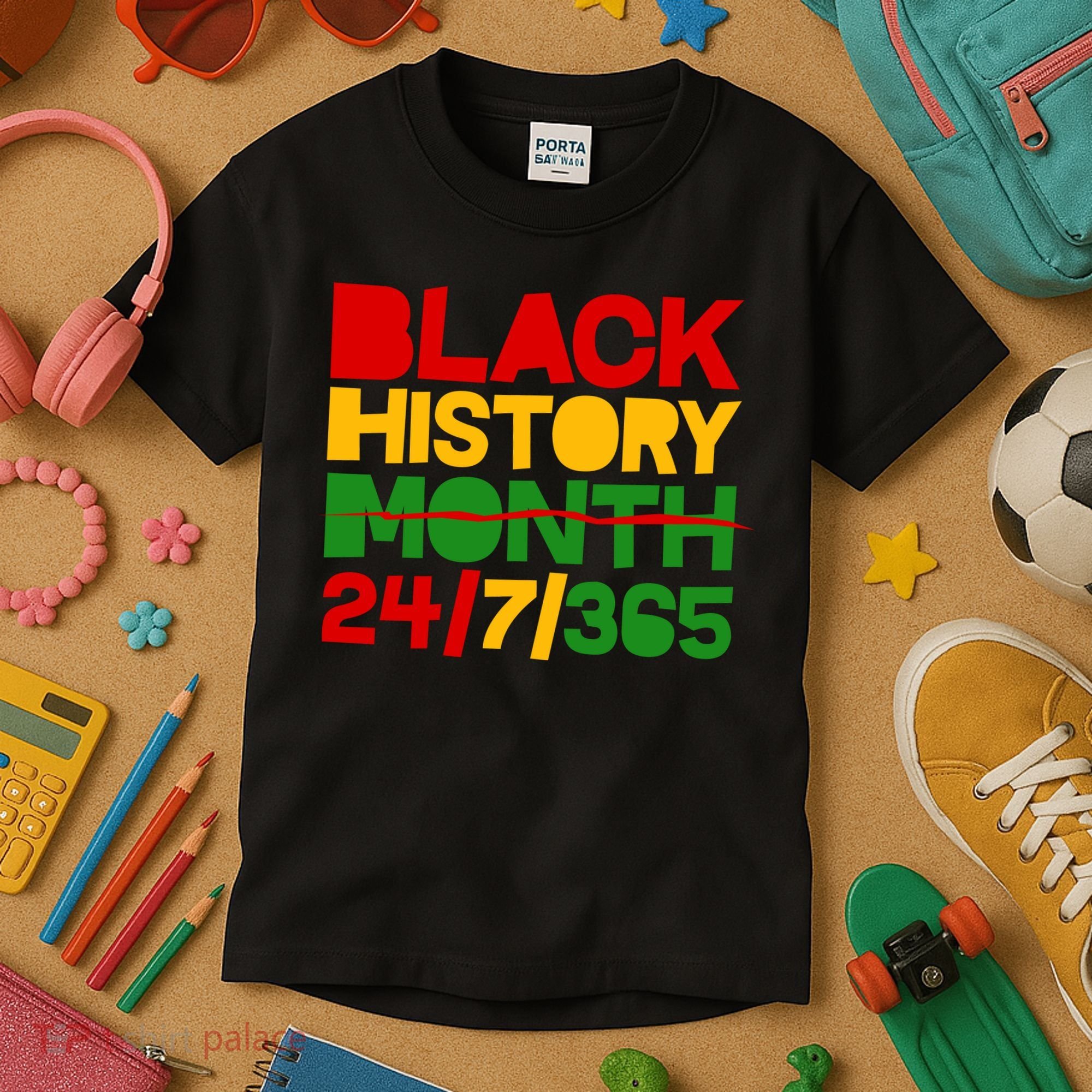 Black History Month 24 7 365 Kids T-Shirt