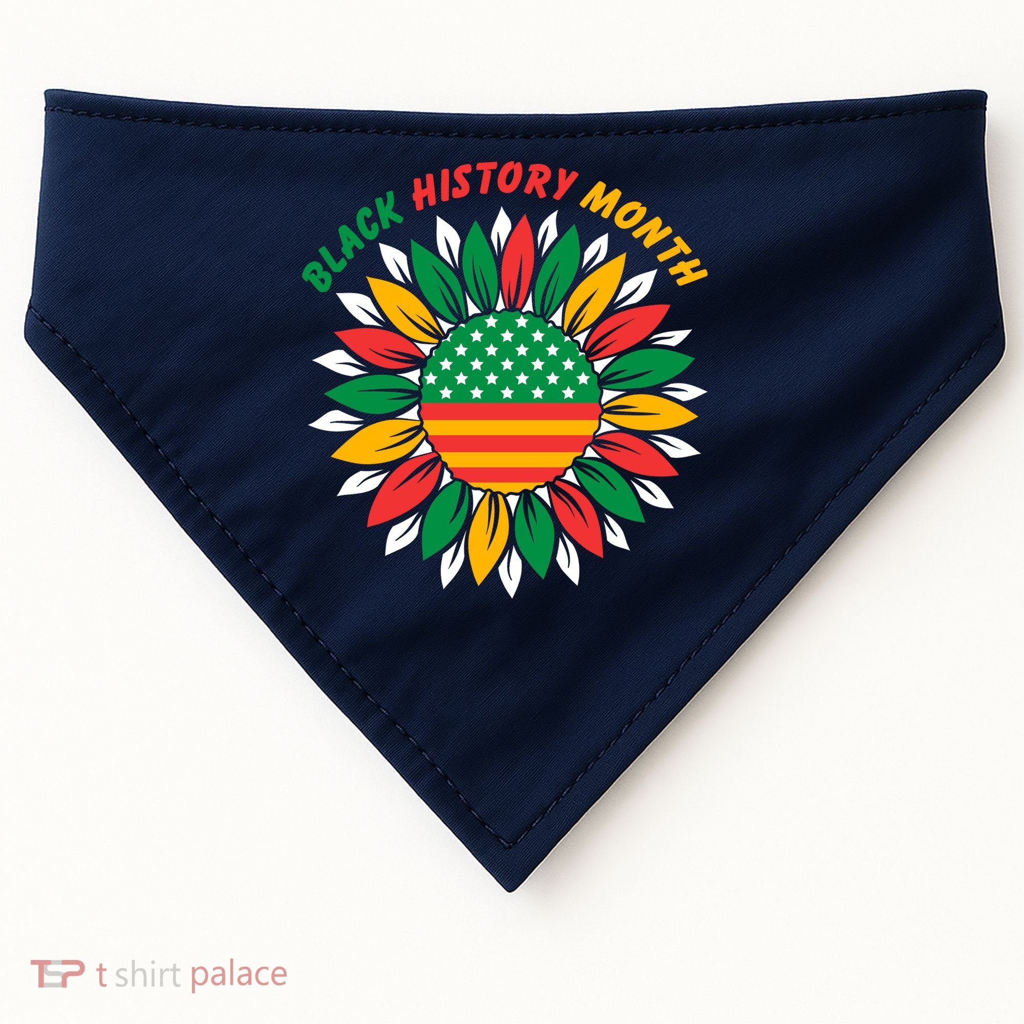 Black History Month Sunflower Flag USA-Made Doggie Bandana