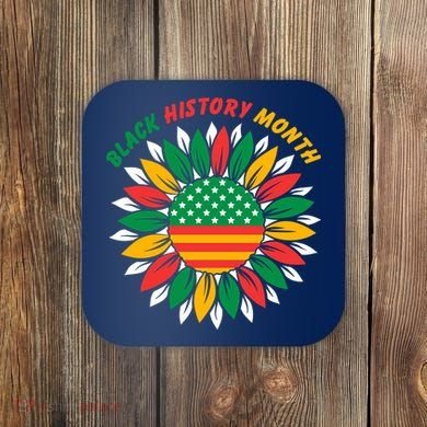Black History Month Sunflower Flag Coaster