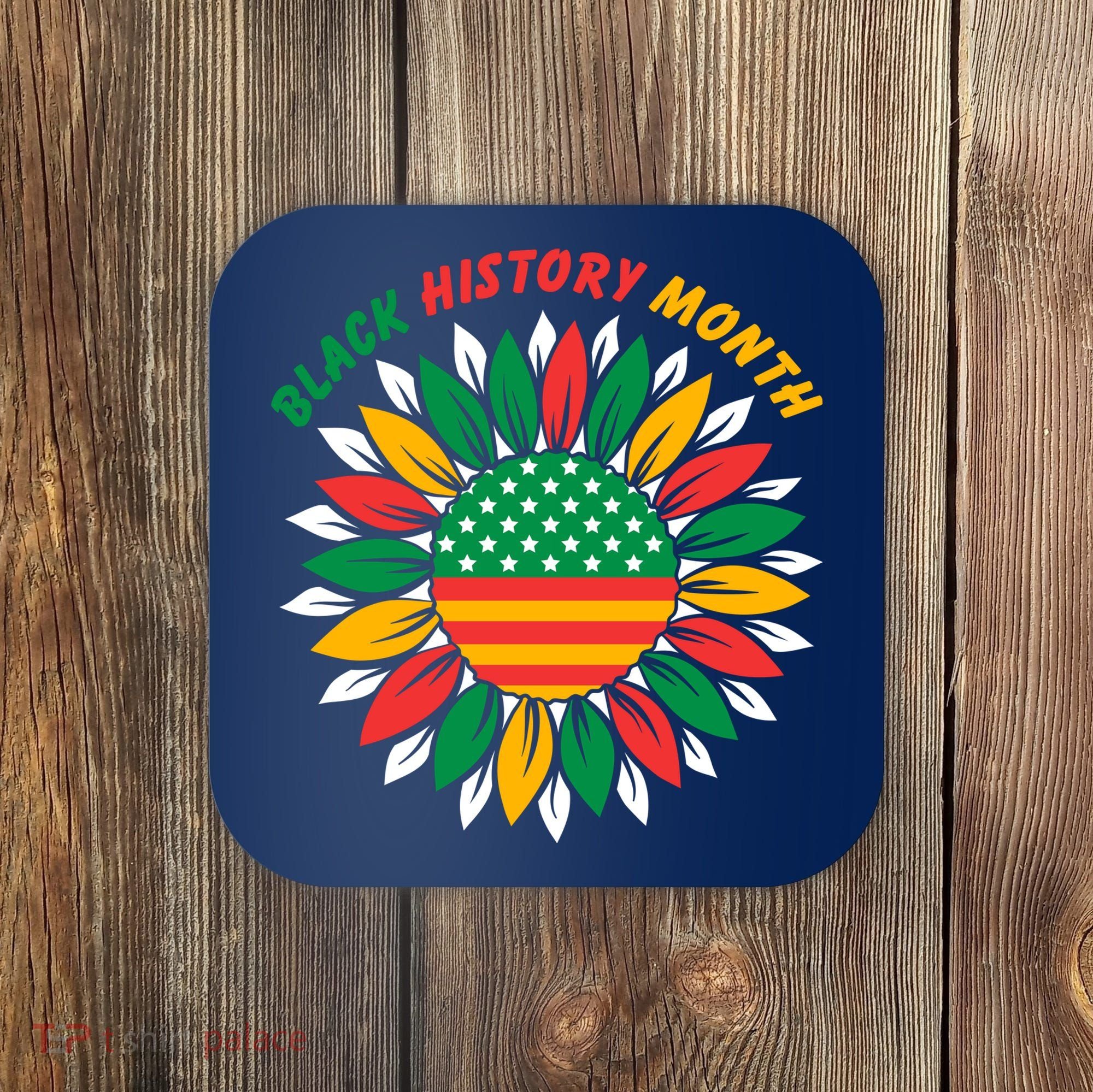 Black History Month Sunflower Flag Coaster