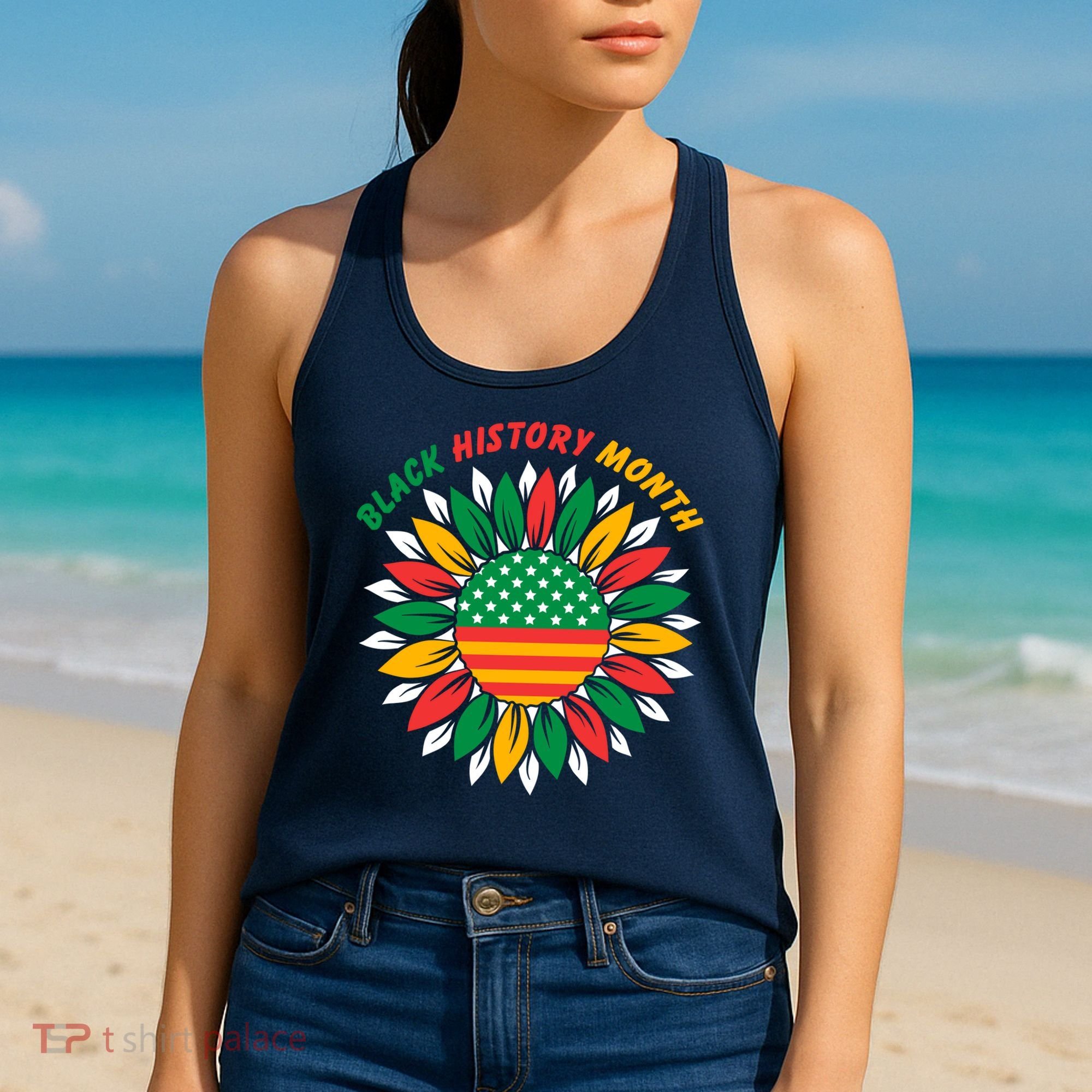 Black History Month Sunflower Flag Women's Tank Top
