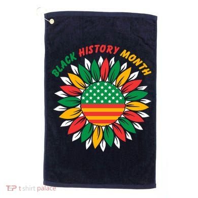 Black History Month Sunflower Flag Golf Towel