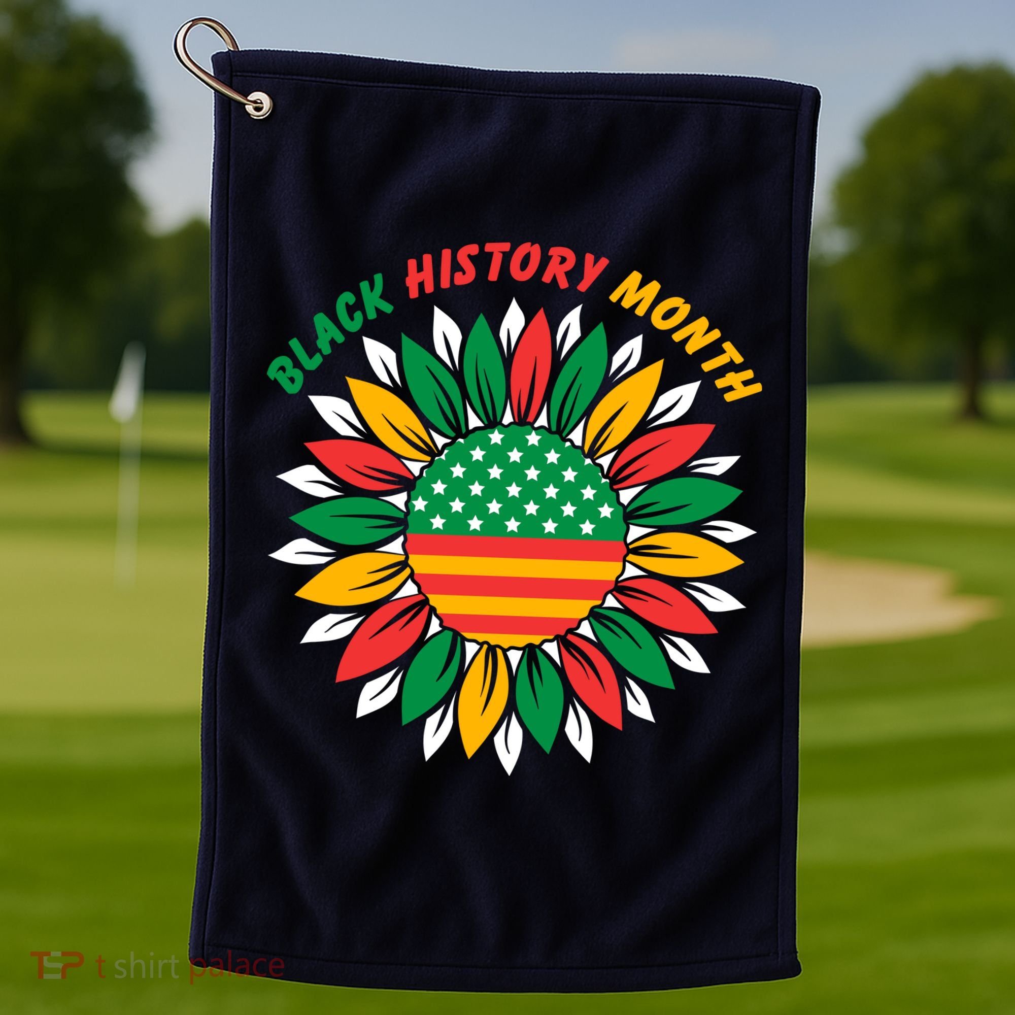 Black History Month Sunflower Flag Golf Towel