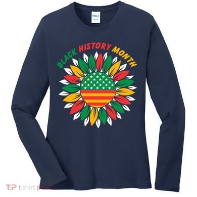 Black History Month Sunflower Flag Women's Long Sleeve Shirt