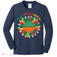 Black History Month Sunflower Flag Kids Long Sleeve Shirt thumb 0