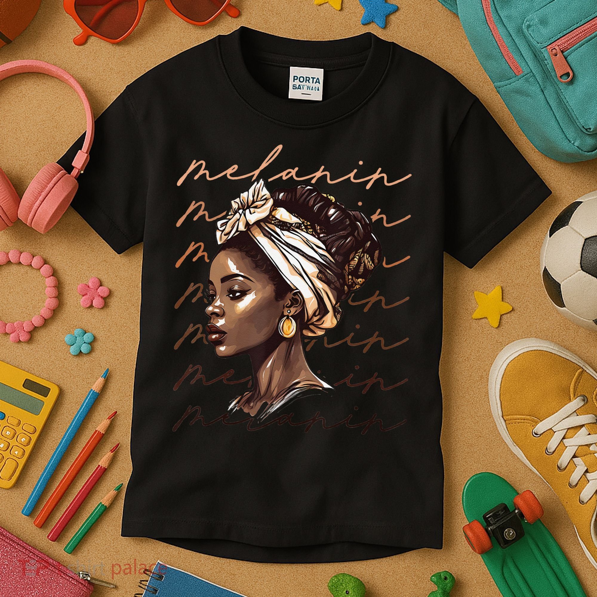 Black History Month African American Black Melanin Queen Kids T-Shirt