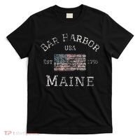 Bar Harbor Maine USA American Flag Established ME Vintage T-Shirt thumb 0