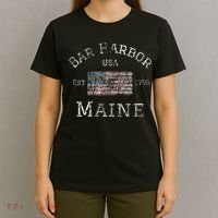 Bar Harbor Maine USA American Flag Established ME Vintage T-Shirt thumb 4
