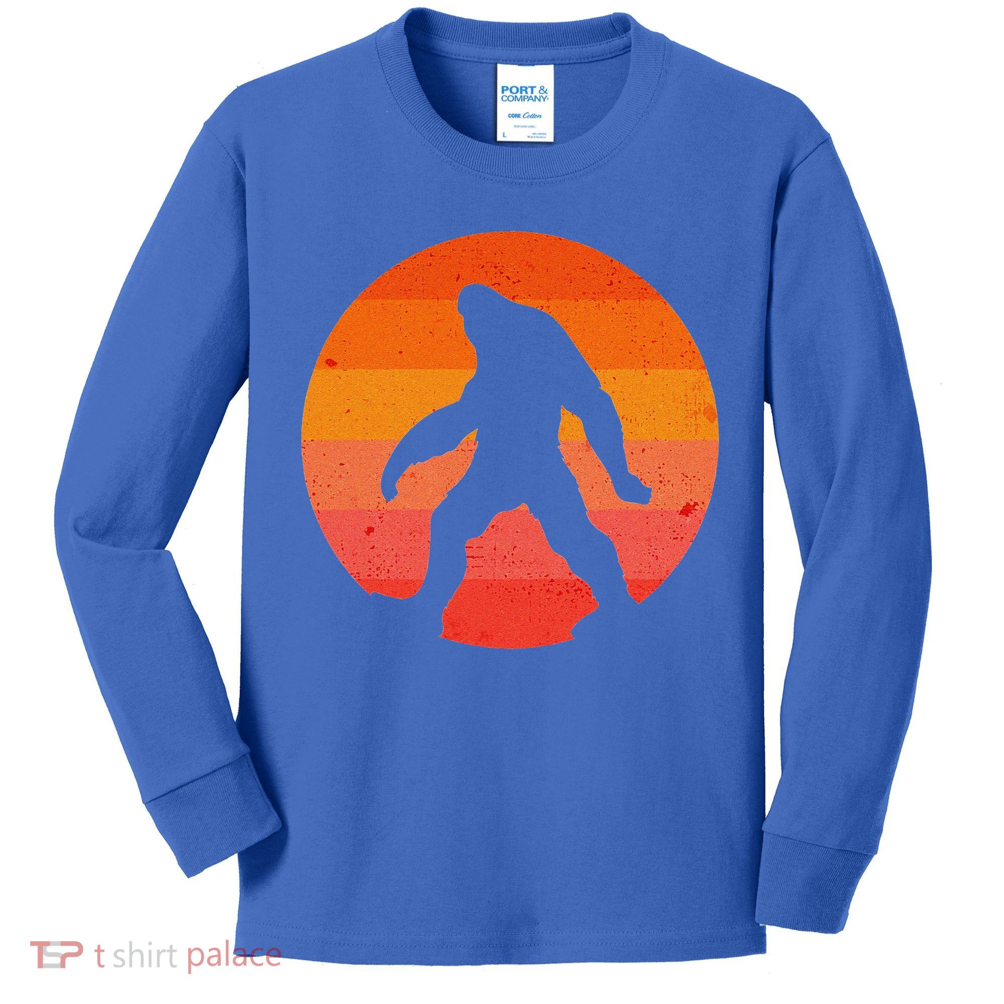 Bigfoot Halloween Moon Vintage Costume Sasquatch Yeti Gift Kids Long Sleeve Shirt