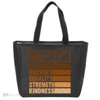 Black History Month I Teach Love Bravery Equality Strength Kindness Tote Bag thumb 0