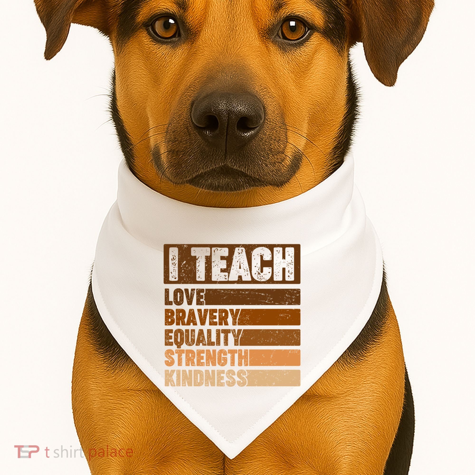 Black History Month I Teach Love Bravery Equality Strength Kindness USA-Made Doggie Bandana