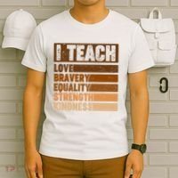 Black History Month I Teach Love Bravery Equality Strength Kindness T-Shirt thumb 6