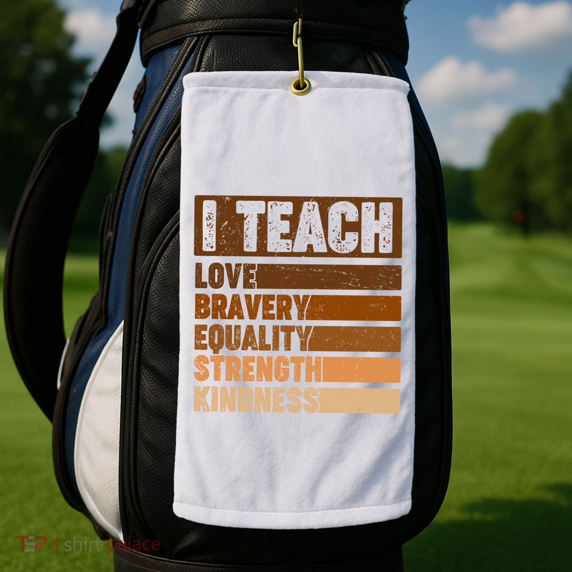 Black History Month I Teach Love Bravery Equality Strength Kindness Golf Towel