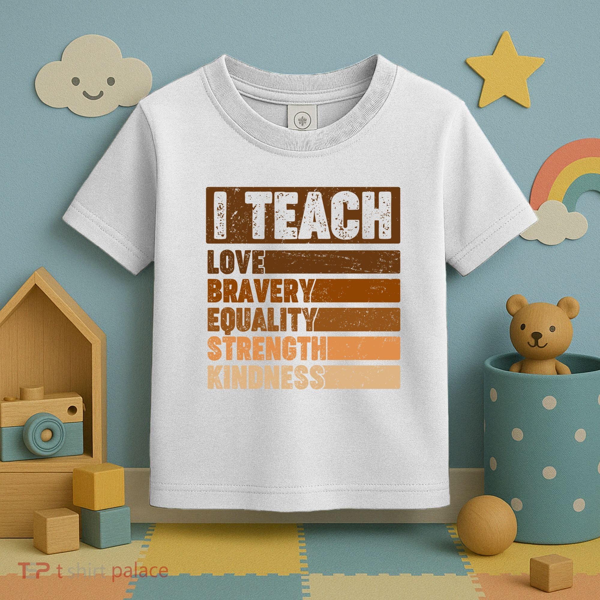 Black History Month I Teach Love Bravery Equality Strength Kindness Toddler T-Shirt