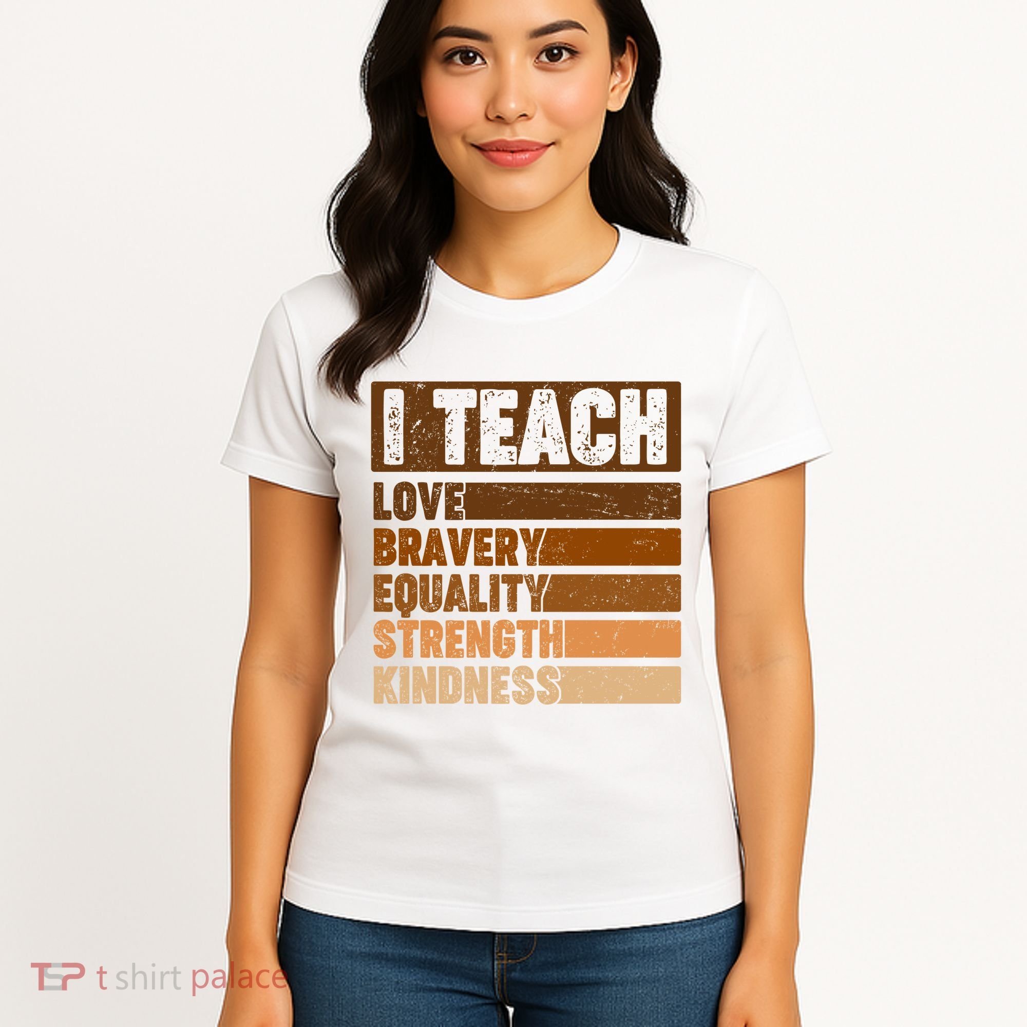 Black History Month I Teach Love Bravery Equality Strength Kindness Women's T-Shirt