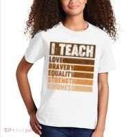 Black History Month I Teach Love Bravery Equality Strength Kindness Kids T-Shirt thumb 2