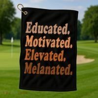 Black History Month Educated Motivated Elevated Melanated Golf Towel thumb 1