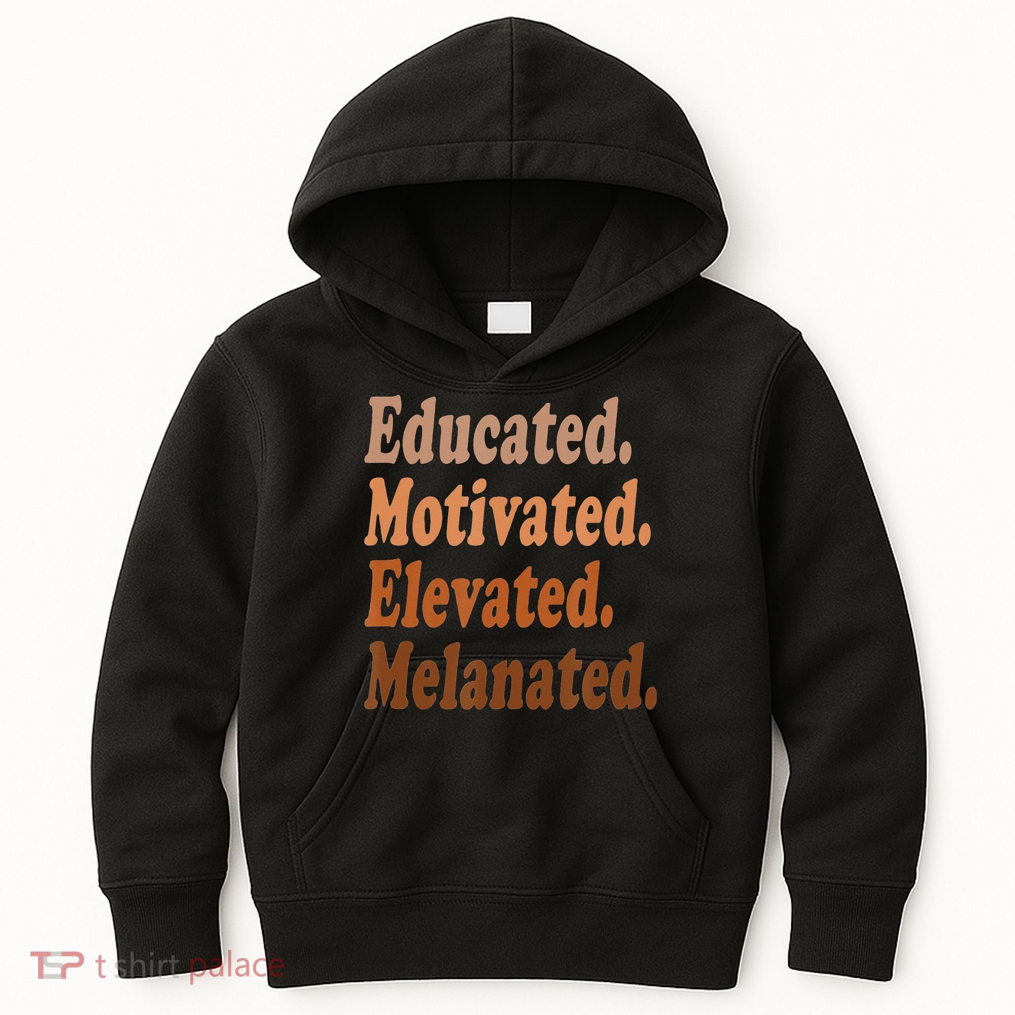 Black History Month Educated Motivated Elevated Melanated Kids Hoodie