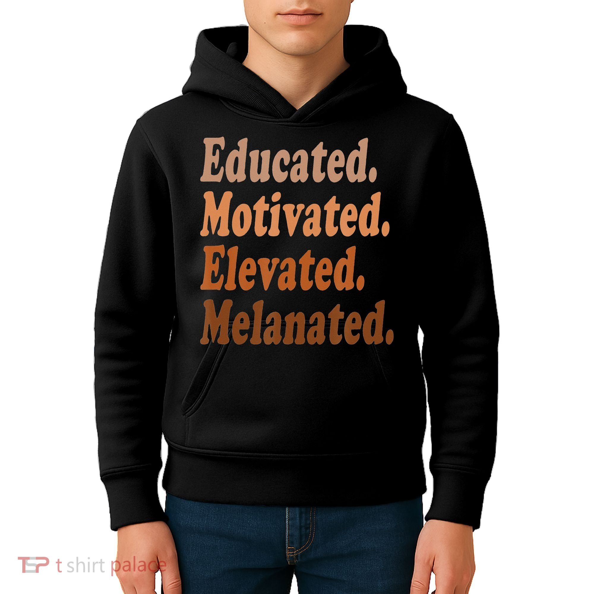 Black History Month Educated Motivated Elevated Melanated Kids Hoodie