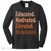 Black History Month Educated Motivated Elevated Melanated Kids Long Sleeve Shirt thumb 0