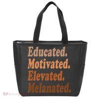 Black History Month Educated Motivated Elevated Melanated Tote Bag thumb 0
