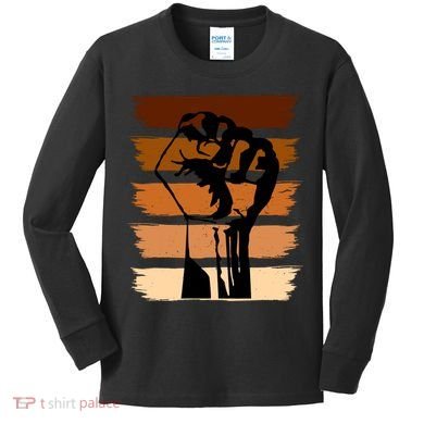 Black History Month Fist Kids Long Sleeve Shirt