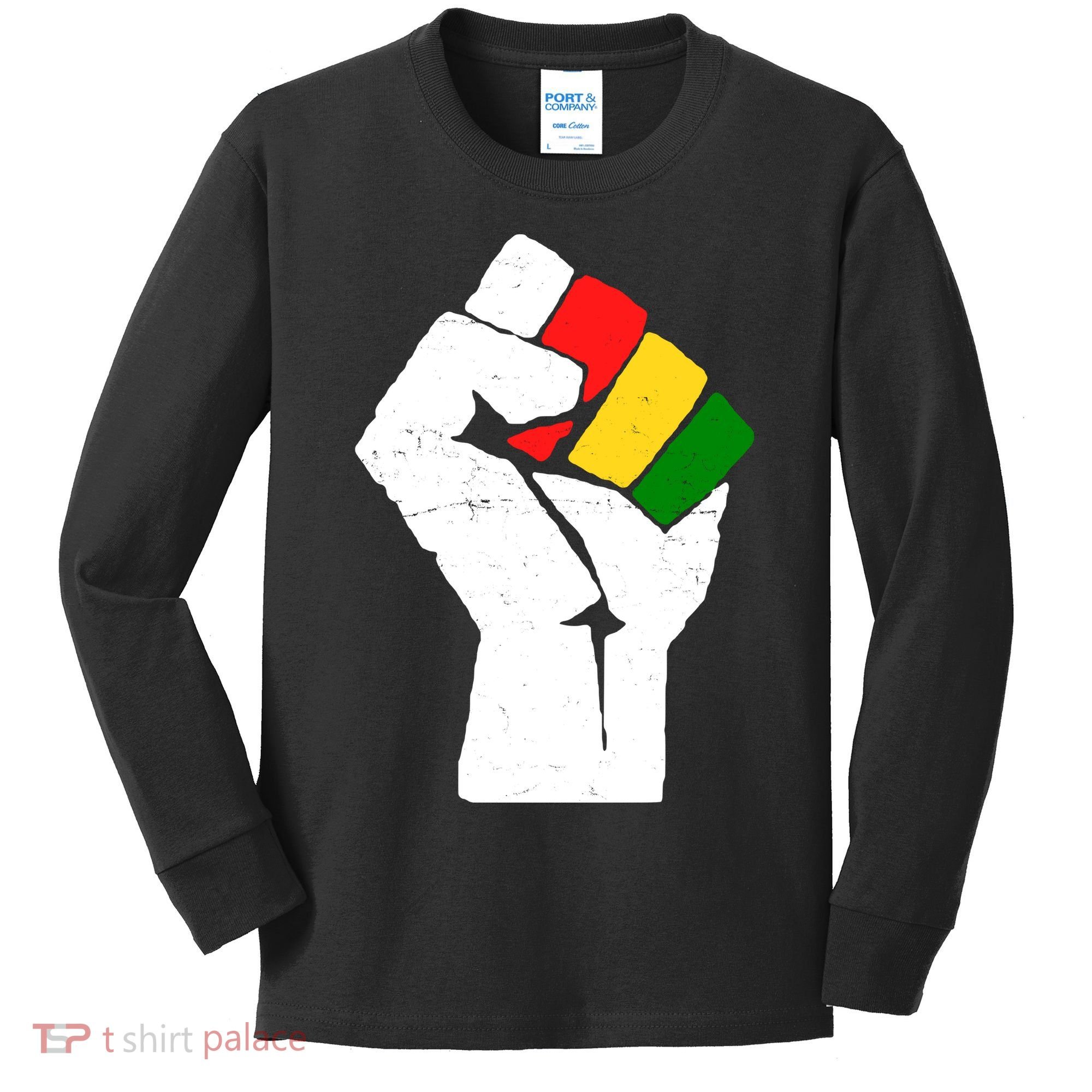 Black History Month Fist African Pride Kids Long Sleeve Shirt
