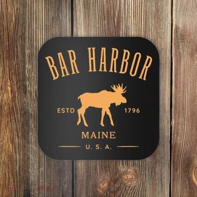 Bar Harbor Maine Usa With Moose Design Souvenir Coaster