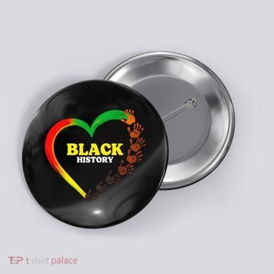 Black History Month Heart African Pride Colors Button