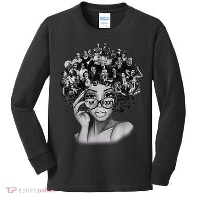 Black History Month Shirt I Love My Roots Back Powerful BLM Kids Long Sleeve Shirt