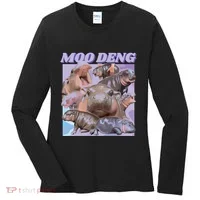 Baby Hippo Moo Deng Women's Long Sleeve Shirt thumb 0
