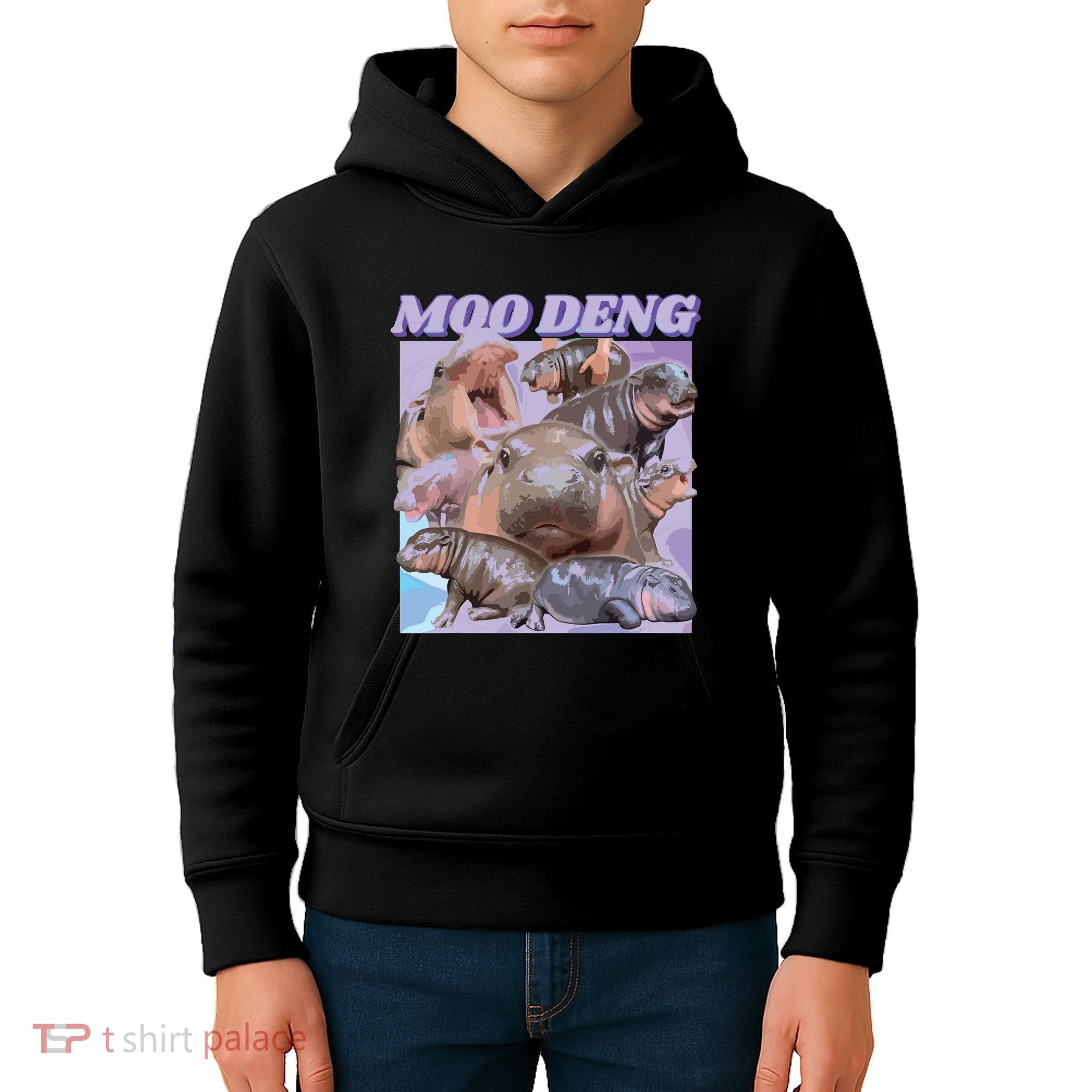 Baby Hippo Moo Deng Kids Hoodie