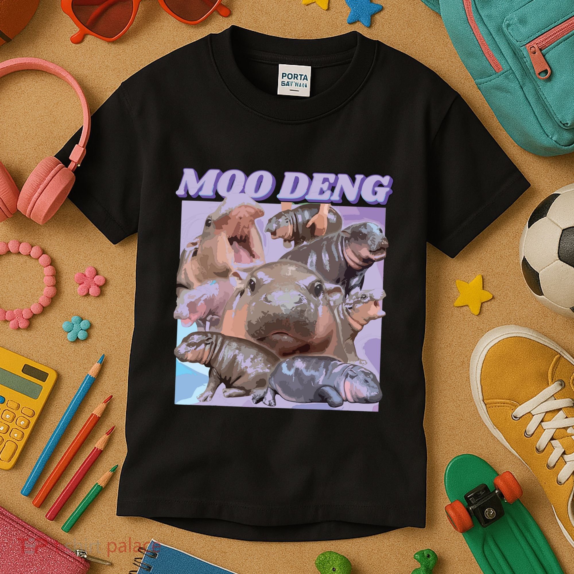 Baby Hippo Moo Deng Kids T-Shirt