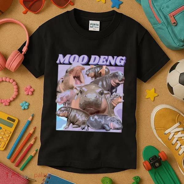 Baby Hippo Moo Deng Kids T-Shirt