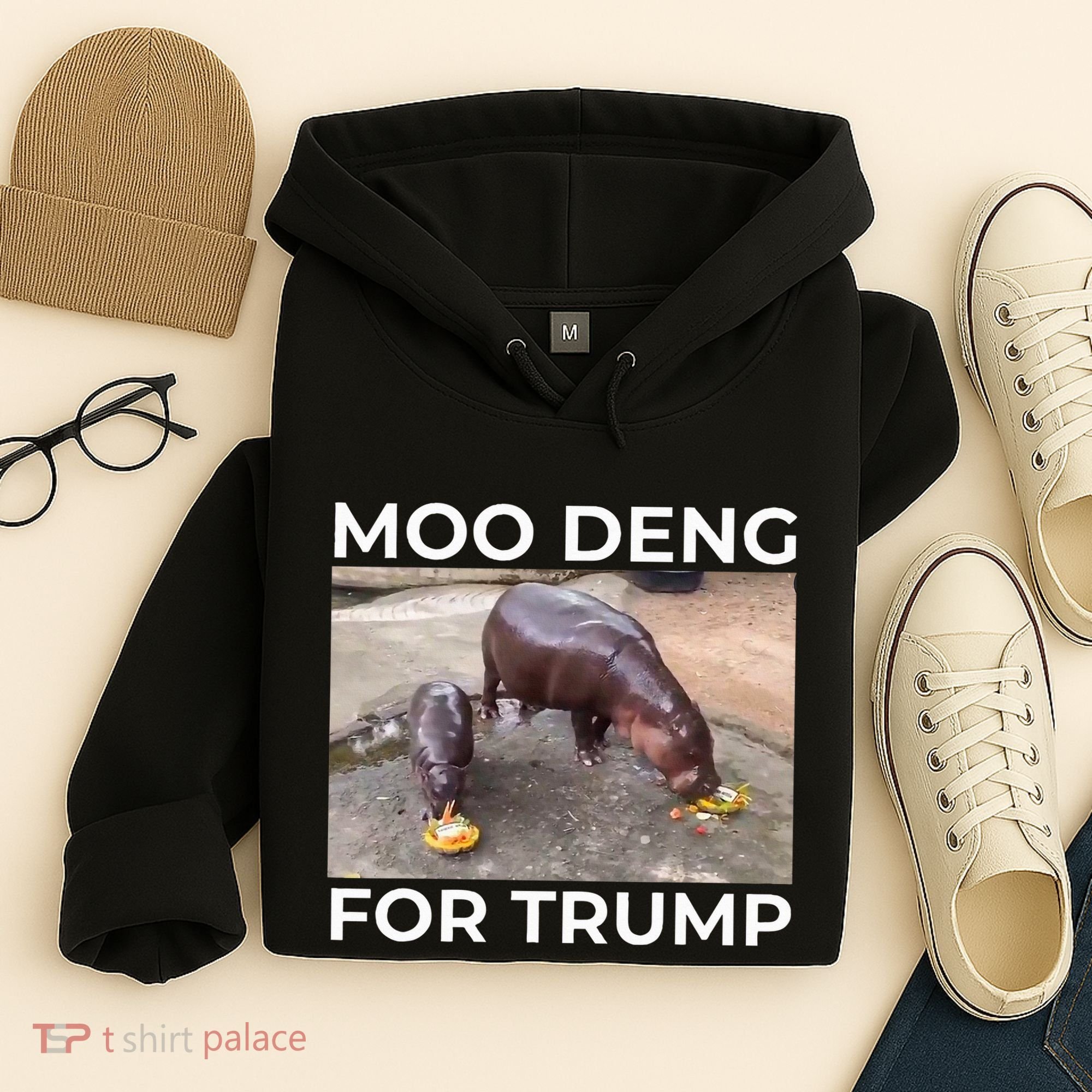 Baby Hippo Moo Deng Picks Trump President Hoodie