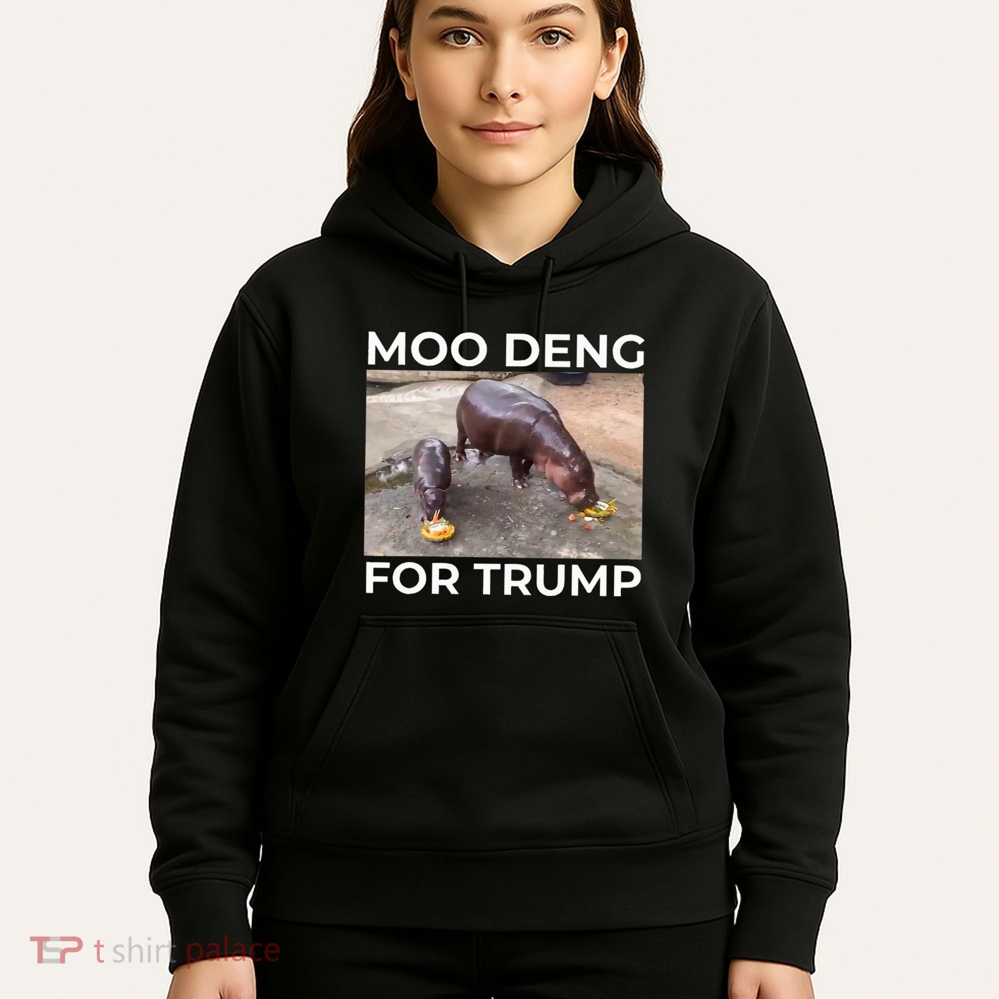 Baby Hippo Moo Deng Picks Trump President Hoodie