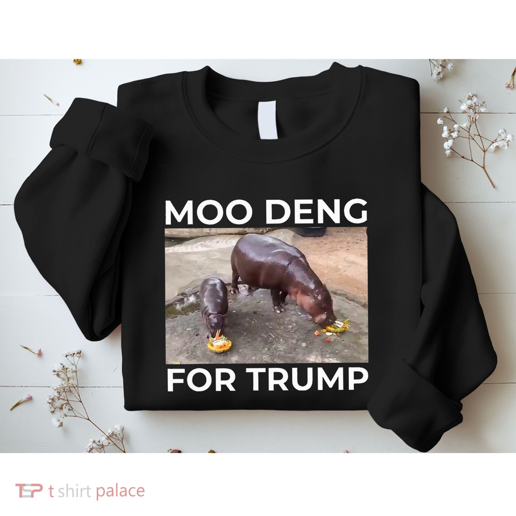 Baby Hippo Moo Deng Picks Trump President Sweatshirt