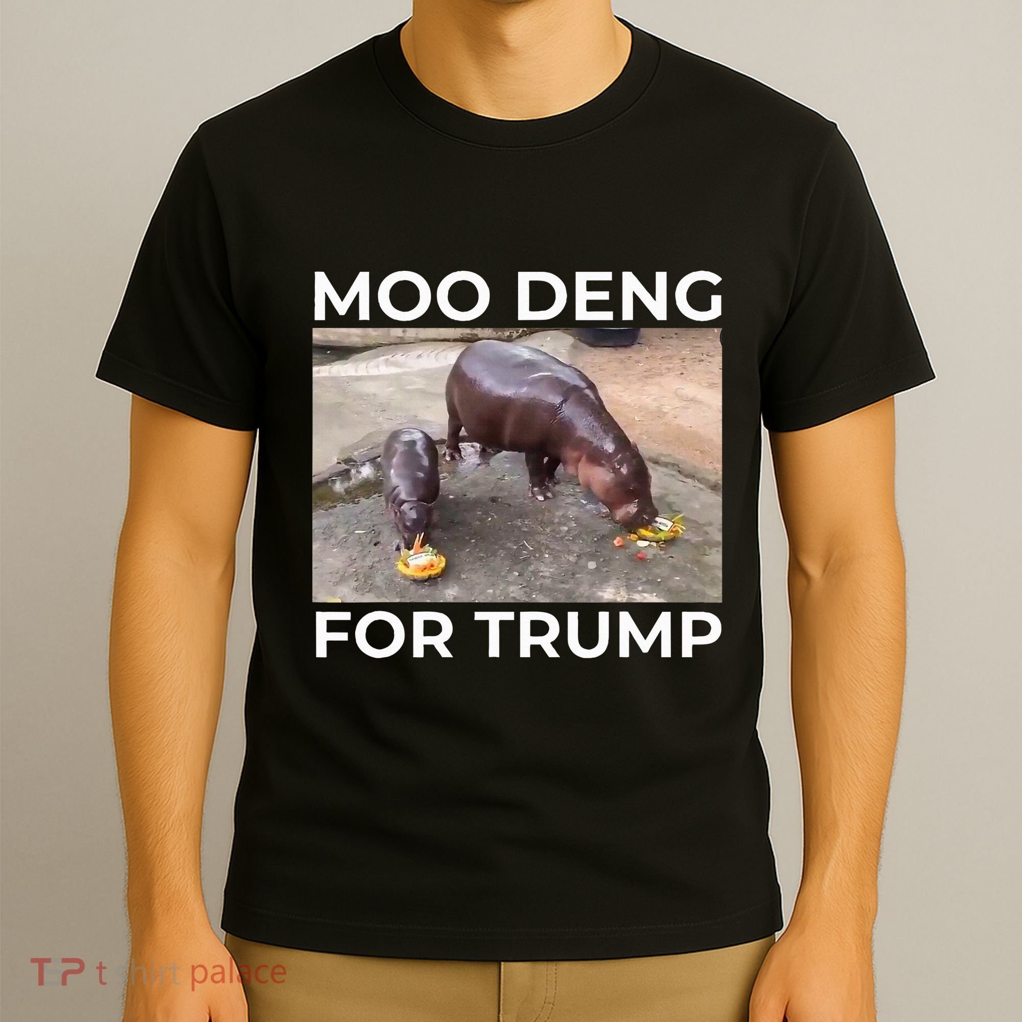 Baby Hippo Moo Deng Picks Trump President T-Shirt