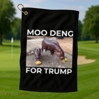 Baby Hippo Moo Deng Picks Trump President Golf Towel thumb 1