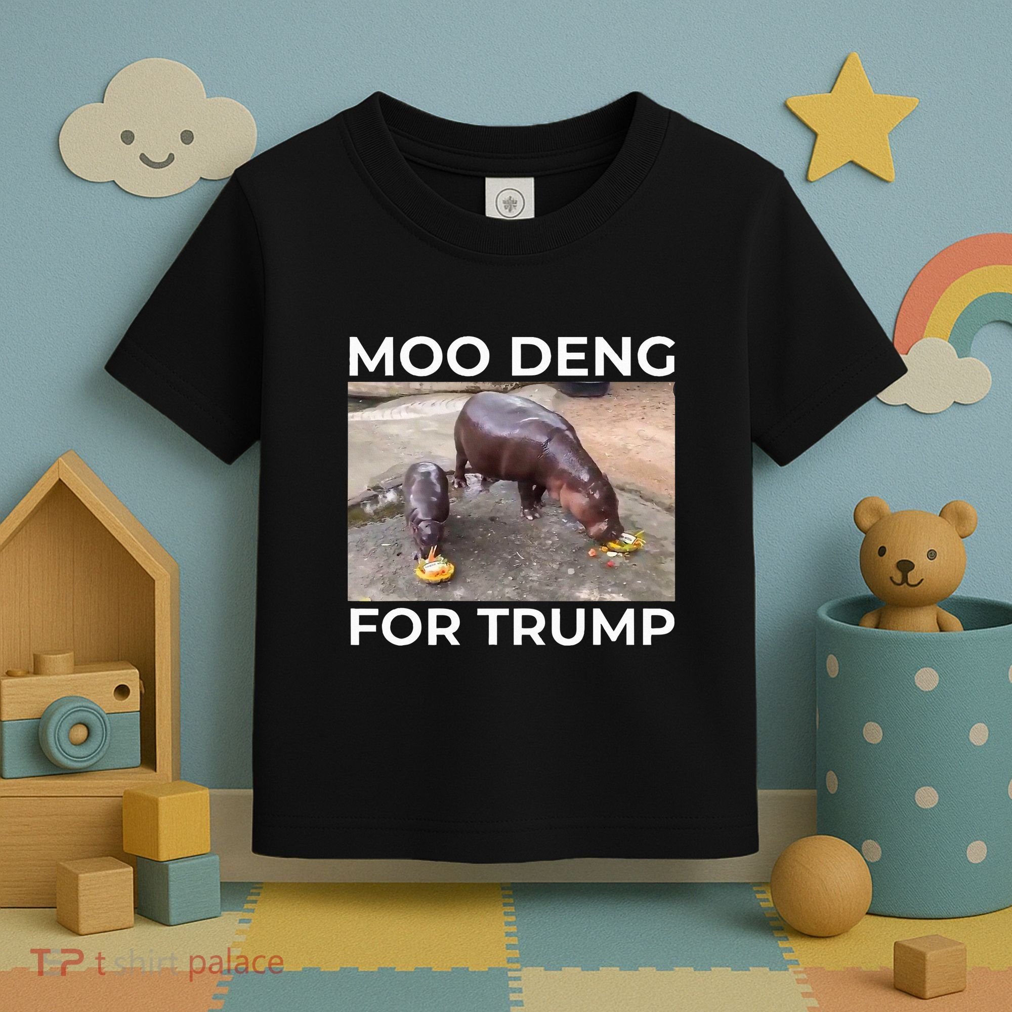 Baby Hippo Moo Deng Picks Trump President Toddler T-Shirt