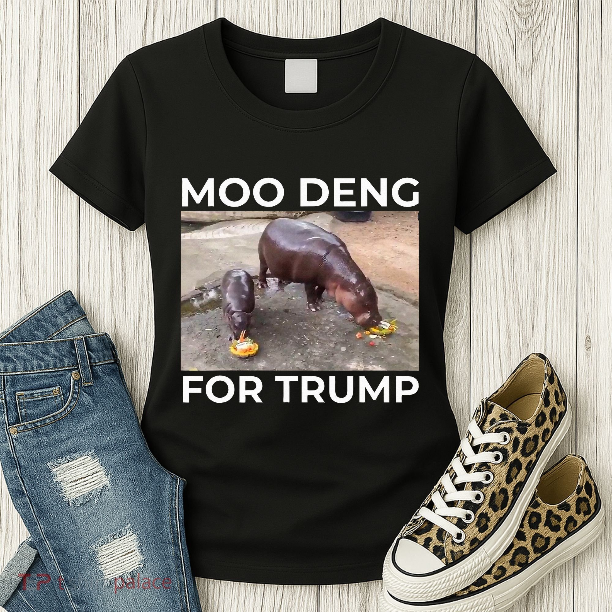 Baby Hippo Moo Deng Picks Trump President Women's T-Shirt