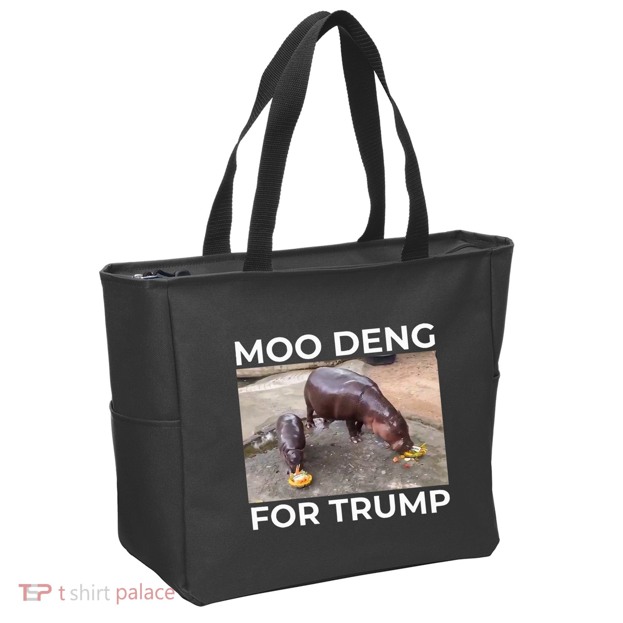 Baby Hippo Moo Deng Picks Trump President Tote Bag