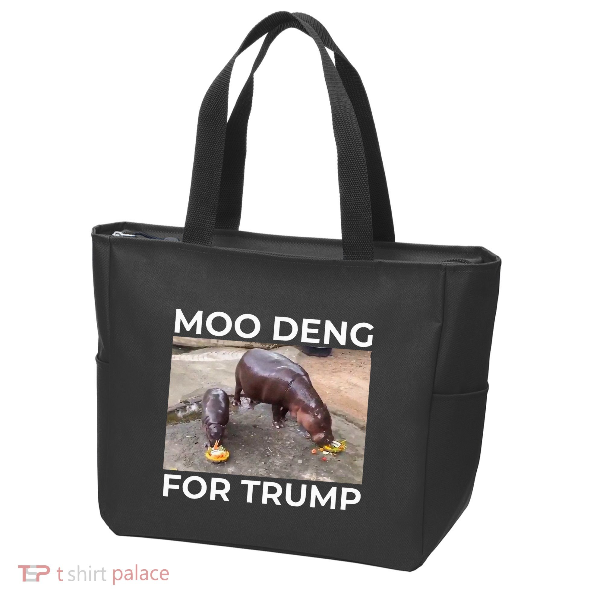 Baby Hippo Moo Deng Picks Trump President Tote Bag